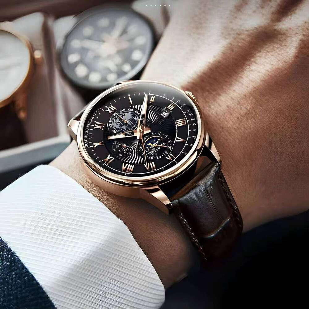 DHwatches POEDAGAR Men's Slim Waterproof Watch - Luminous, Date Display, 50M, Ultra-Thin 7mm, Stainless Steel Band, Quartz Movement
