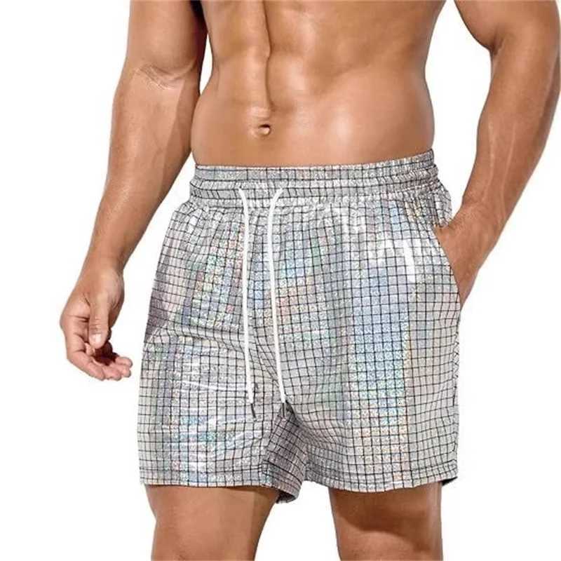 Green Mens Drawstring Elastic Waist Shorts Summer Beach Casual Shorts Asian Size M-5XL Red Gold Silver Y250814