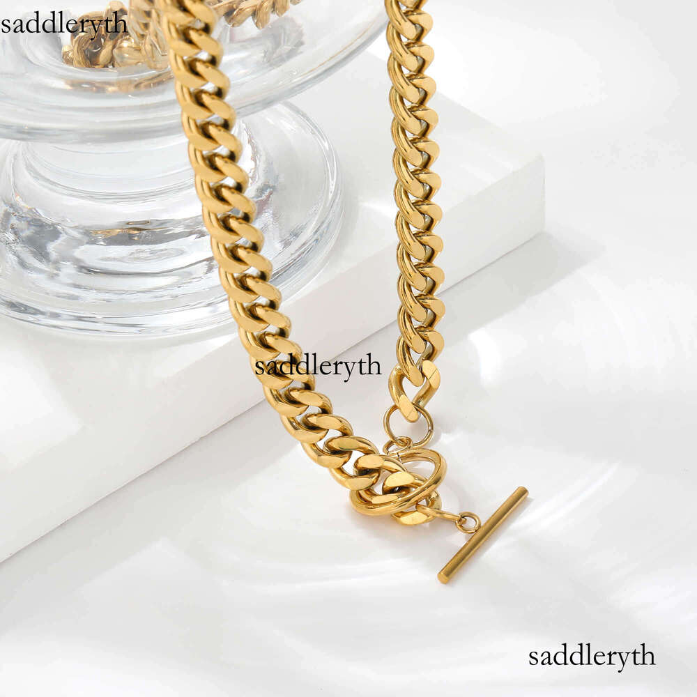 Tarnish Free Waterproof 8MM Joolim Jewelry Gold Plated Chunky Toggle Cuban Chain Stainless Steel Necklace