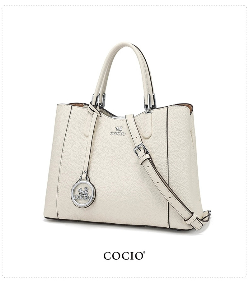 COCIO designer bag High quality genuine leather large capacity tote bag fashionable and versatile crossbody bag black white