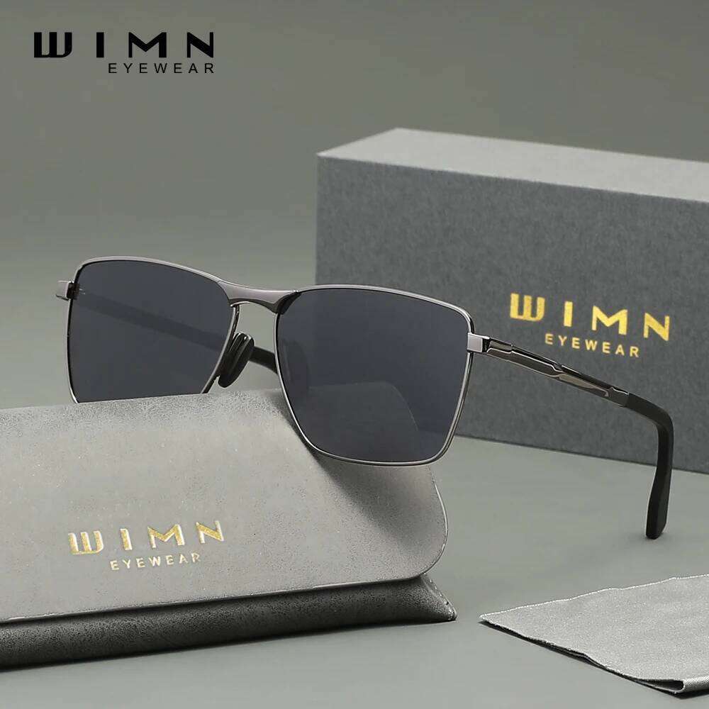 WIMN Fahsion Classic Vintage Sunglasses For Men Rectangle Alloy Frame Eyewear Polarized UV400 Trendy Retro Glasses