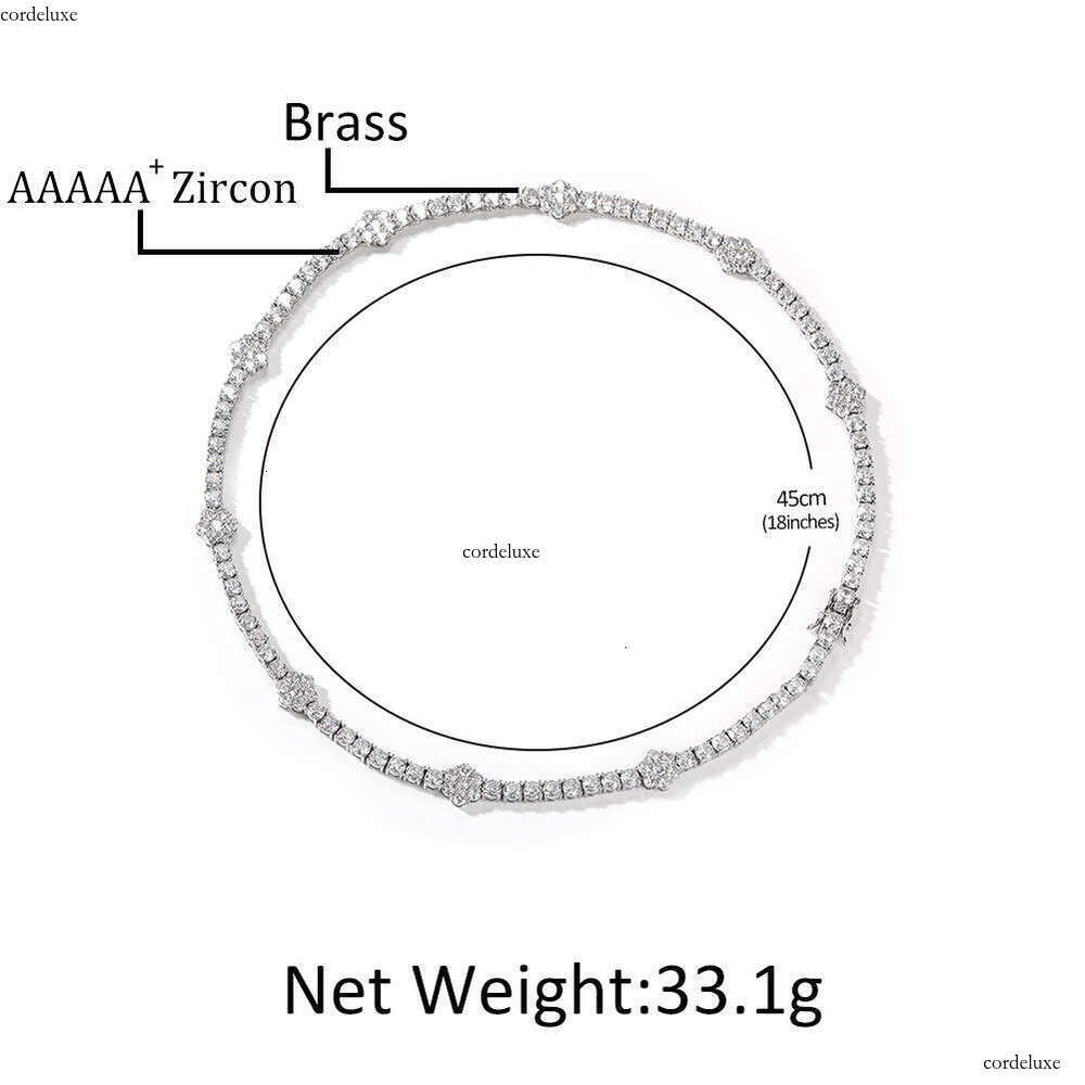 Hip hop high-quality 5A VVS Moissanite wer tennis trendy cool unisex niche light collarbone chain accessory