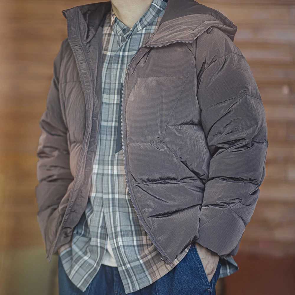 90% White Duck Down Hooded Gray Jacket Thickened Warm Coat for Mens Winter Clothes Versatile Puffer Jacket W250722