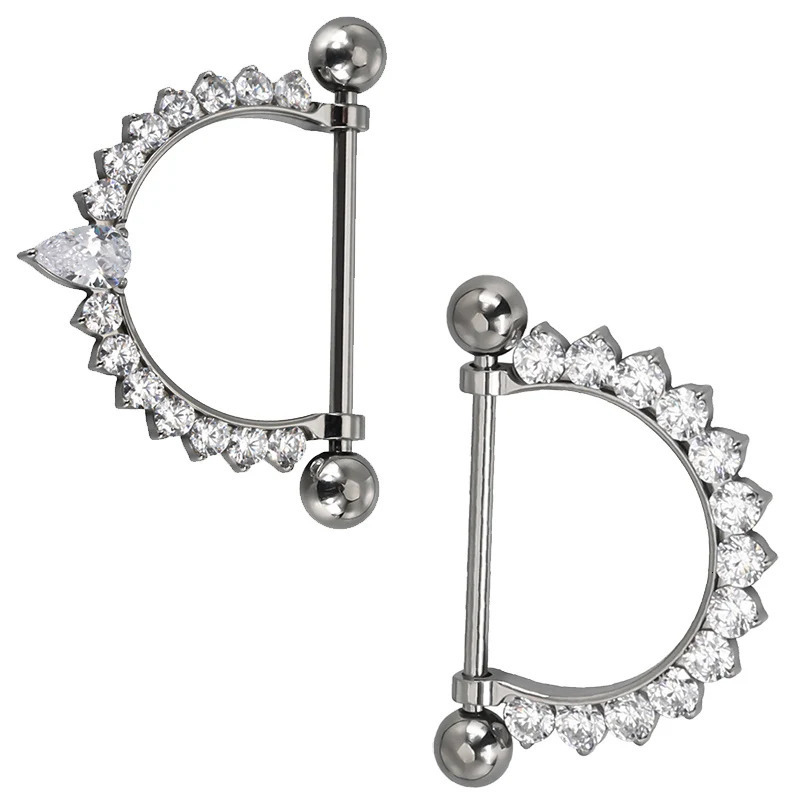 G23 PIERC CZ Paved Hanging Type Nipple Ring Barbell Nipple Hoop Piercing Bar Barbells Nipple Nails14G Piercing Jewelry 250722