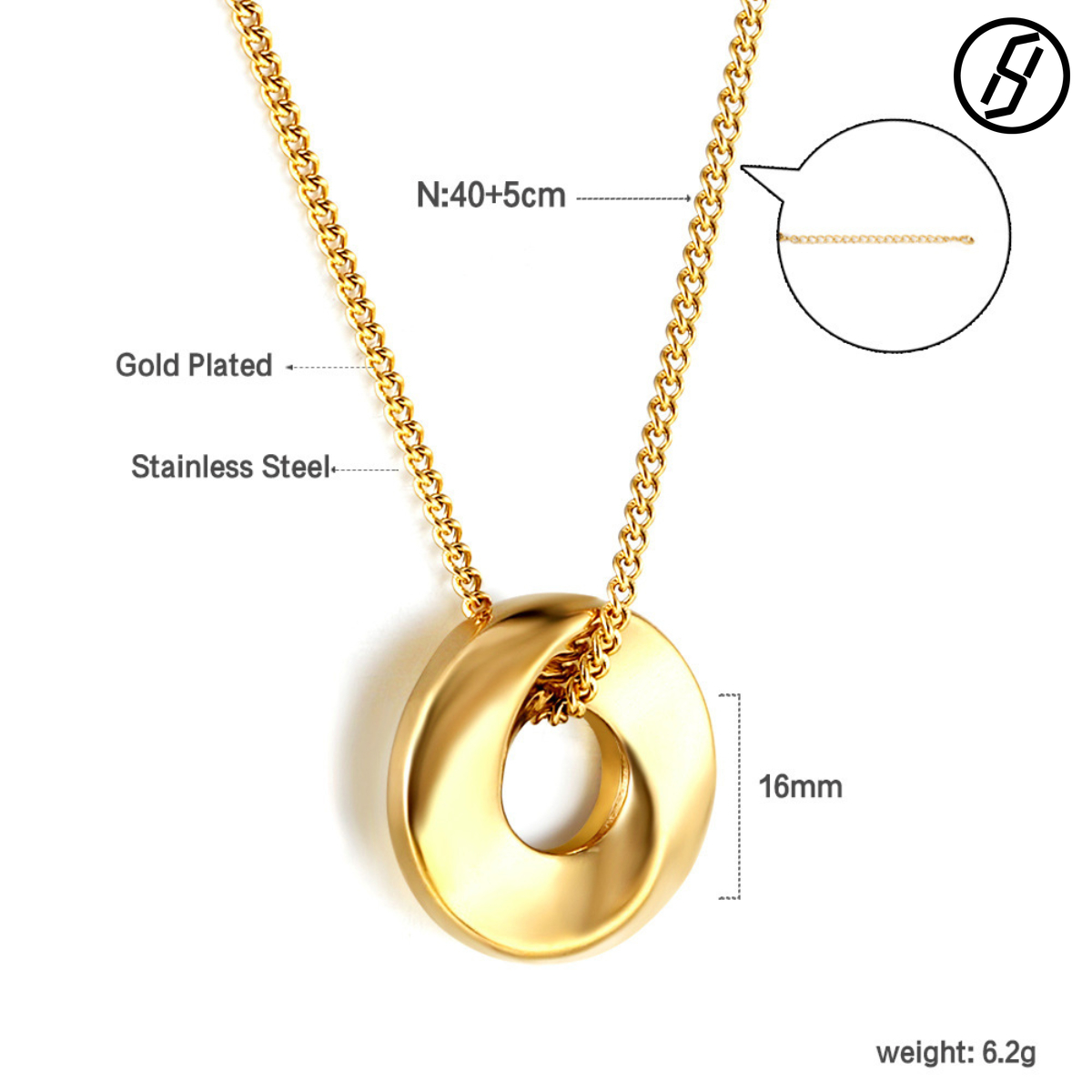 Japanese Korean Style Fashion Titanium Steel Pendant Inlaid with Zircon Trendy Personalized Accessories Three-ring Buckle Bee Necklace Designer Women&