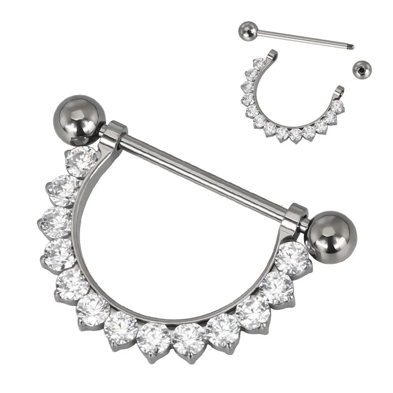G23 PIERC CZ Paved Hanging Type Nipple Ring Barbell Nipple Hoop Piercing Bar Barbells Nipple Nails14G Piercing Jewelry 250722