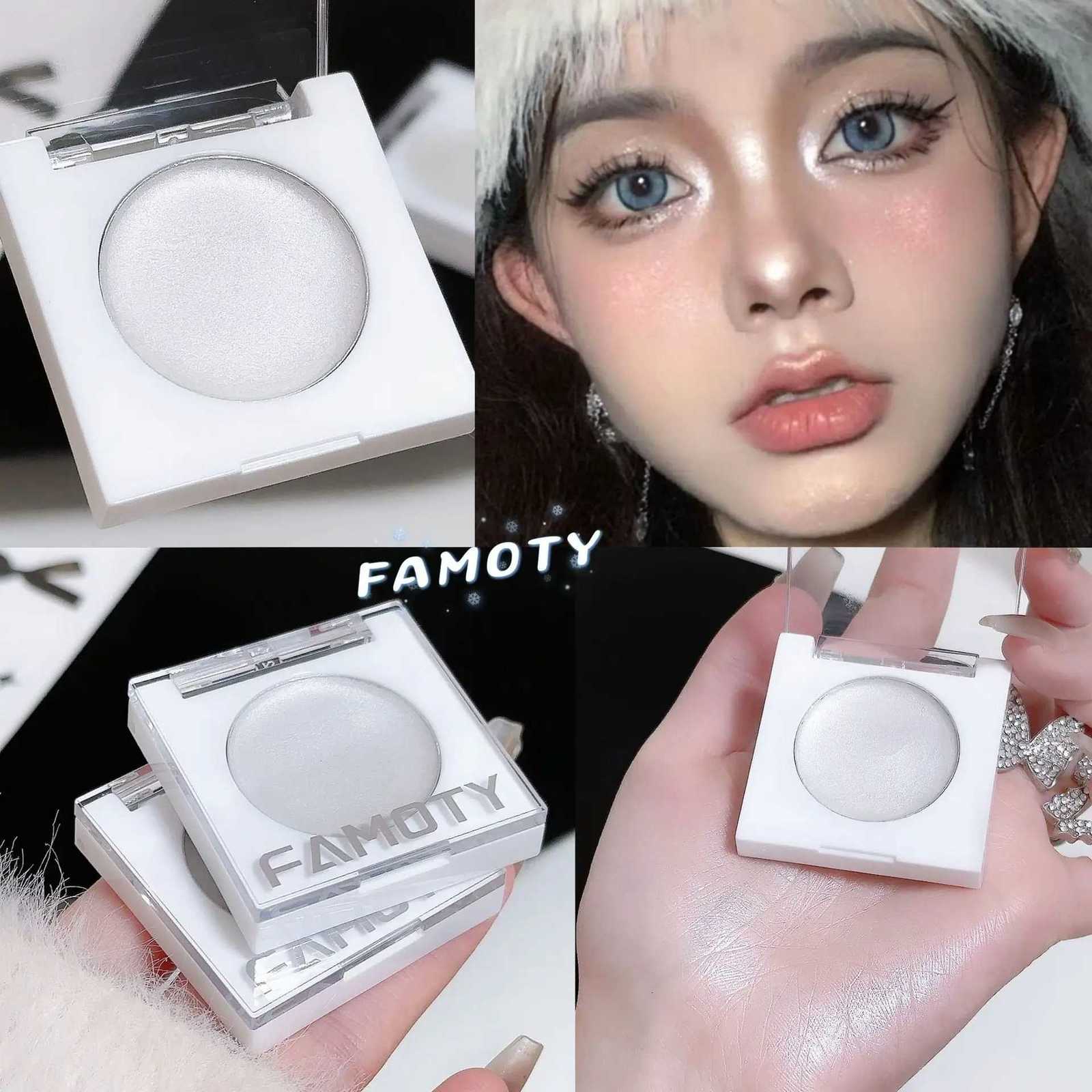 Famoty Single Color Highlighter Cream - White l Eyeshadow Shimmer Iridescent Glitter for Inner Corner Highlight Dupes foW250722