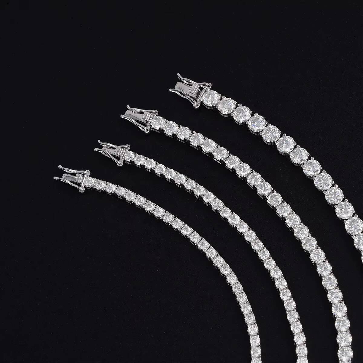 Hot Sale 925 Sterling Silver Diamond Bracelet Light 3mm 4mm Luxury VVS Moissanite Tennis Bracelet for Women Men
