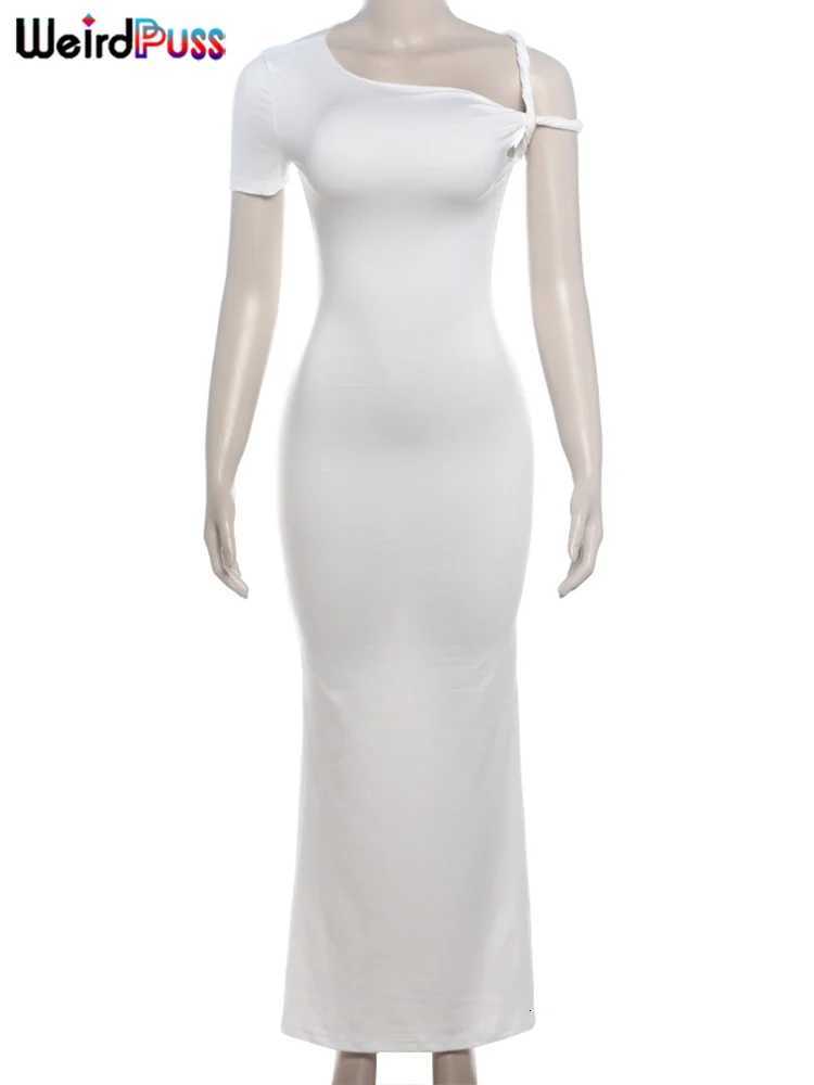 Weird Puss Bandage Dress Woman Summer Sexy Irregular Solid Sheath Chic Stretch Body-Shape Smooth Birthday Party Ele Bodycon XJ250722