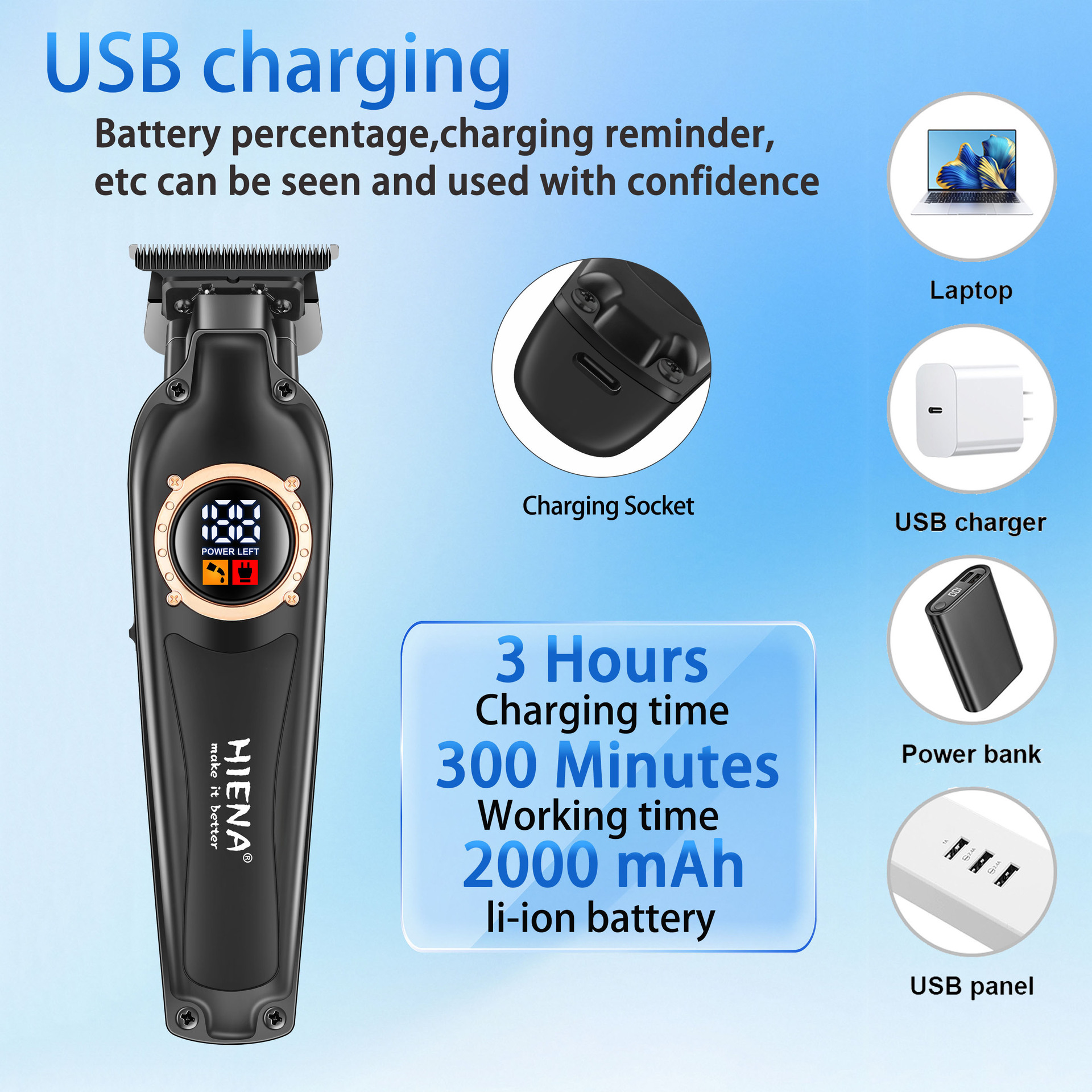 Specialized for oil head digital display hair clipper new type electric trimmer smooth head beauty electric trimmer hair cutting R250517