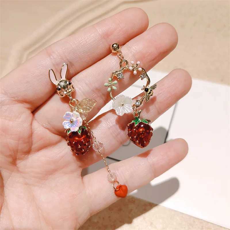 Korean Style Flower Cute Animal Rabbit Dangle Earrings For Women Sterling Silver Zircon Bee Asymmetrical Tassel Earring Party Jewelry XJ250722