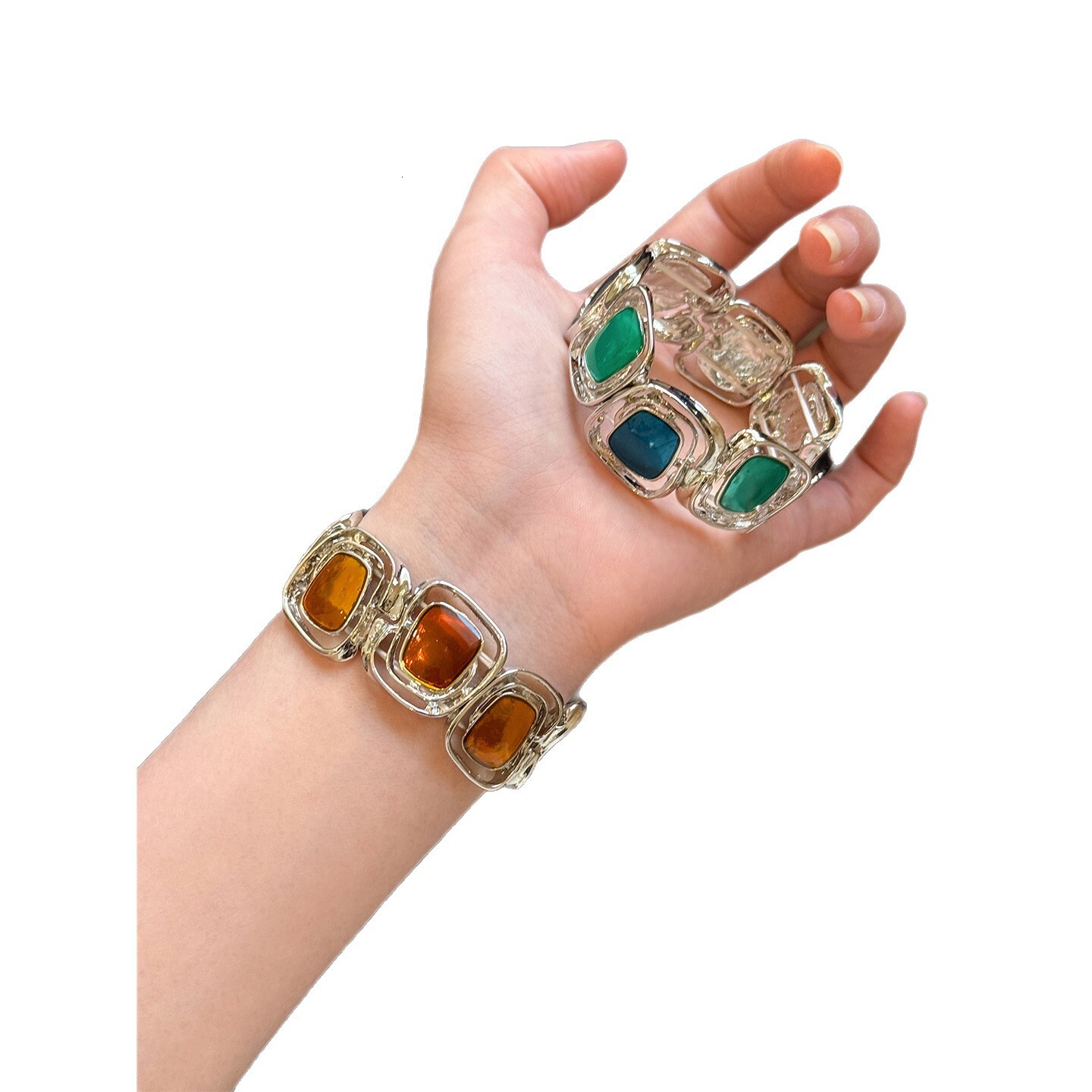 Oil Drip Hollow Geometric Elastic Bracelet Light High-End Feel Unique Design Hand Jewelry for Women - view 6