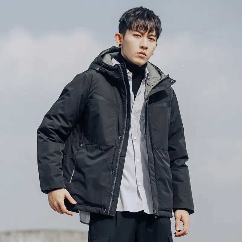 Mens Winter Warm Down Jacket Windproof Hooded Bomber Zipper Parka Long Sleeve Thick Jacket Mens Clothing New W250722