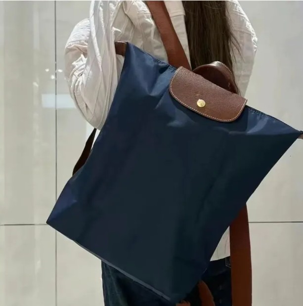 long longly French Backpack Large Nylon Folding Waterproof Backpack Large Capacity Dumpling Bun Men's and Women's Commuting Backpack