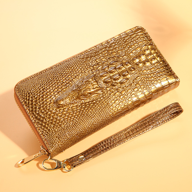 Alligator Head Puller Long Zipper Wallet for Women - Large Capacity Phone Clutch Purse with Multi-Compartment Design