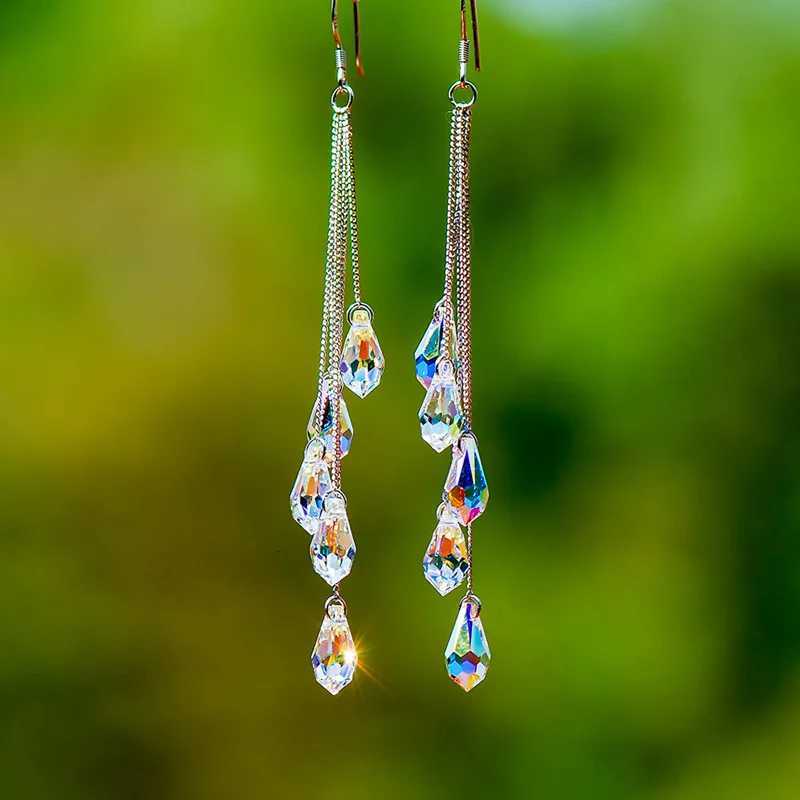 Fashion Crystal Water Drop Tassel Earrings for Women Temperament Colorful Long Earrings Bridal Wedding Party Jewelry Gifts XJ250722