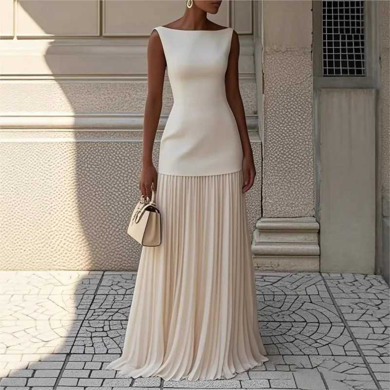 Womens Strapless Long Prom Dress Ele Wedding Dress Casual Loose Ruched Maxi Dress Floor Length Ele Evening Dress XJ250722