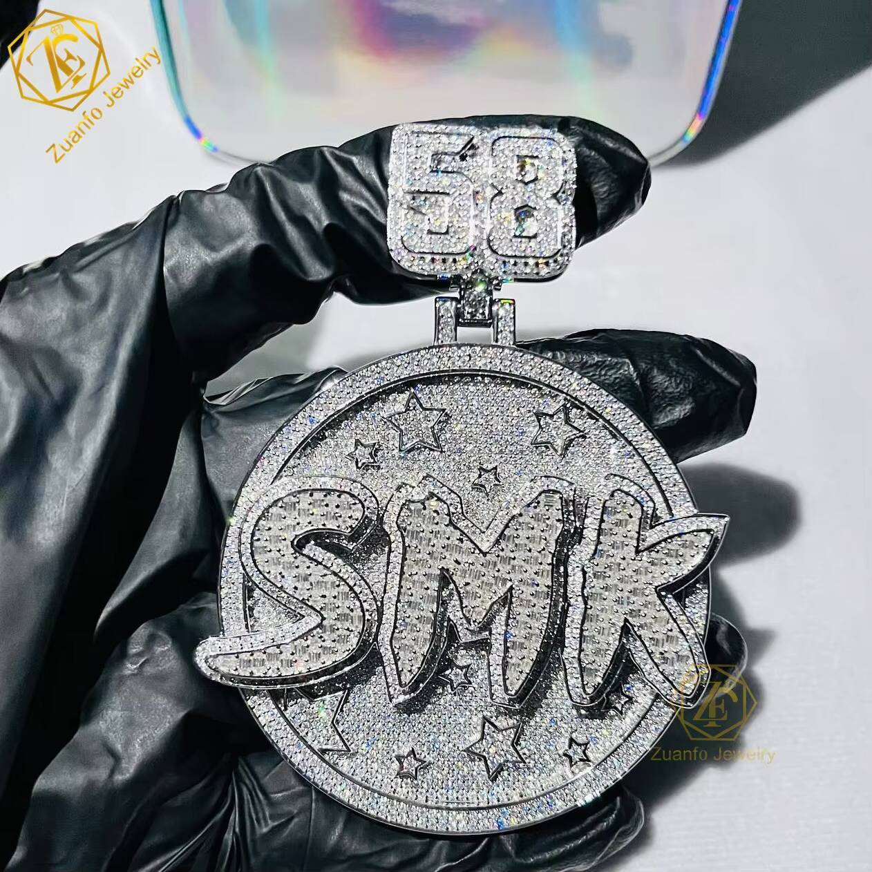 Custom Hip Hop Jewelry Moissanite Diamonds Necklace Pendant Initial Letter 925 Silver Iced Out Pendants