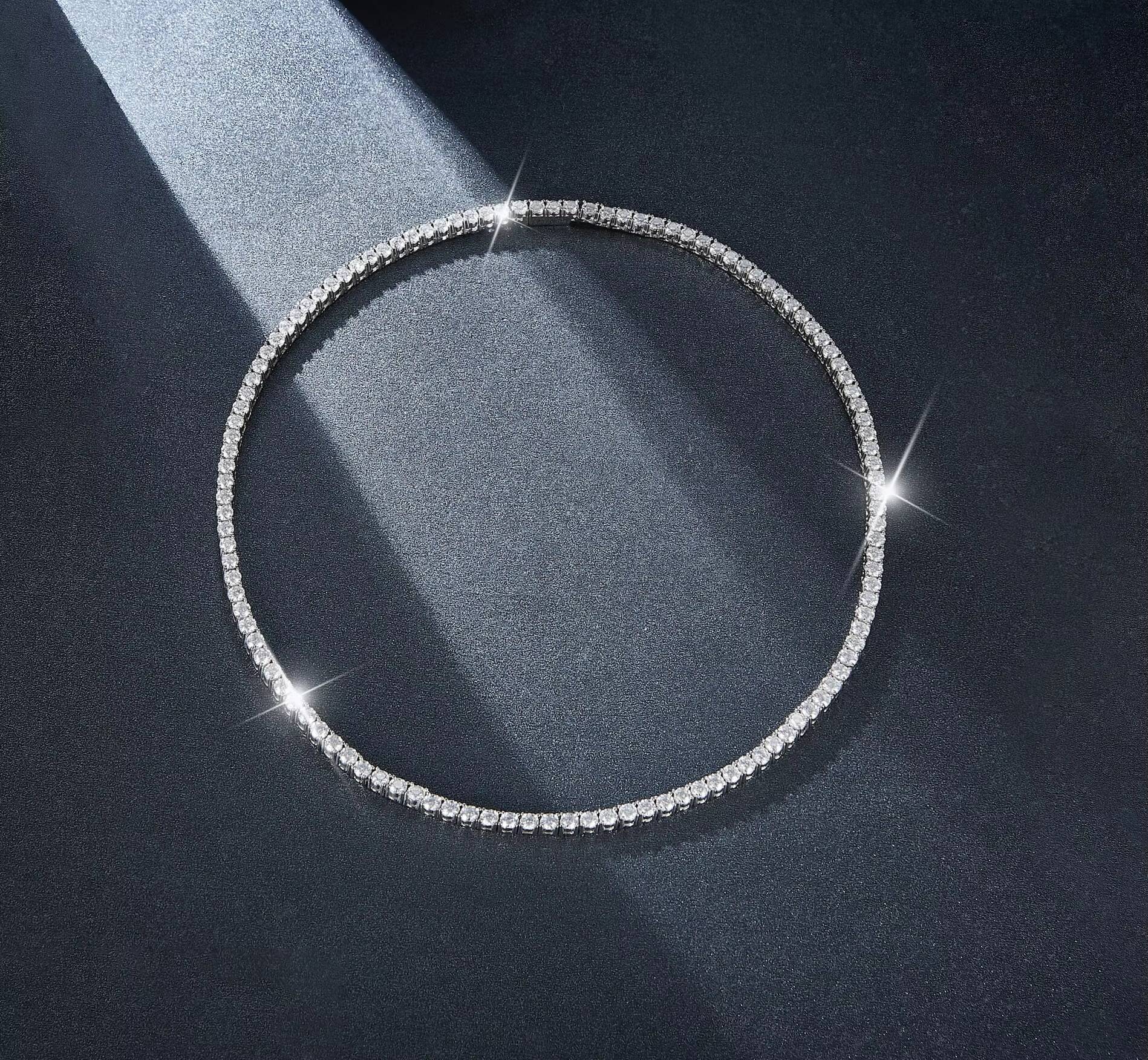 925s 18K Gold Plated Tennis Necklace for Men 4mm White Moissanite for Wedding Gift Stylish Womens Moissanite Tennis Necklace