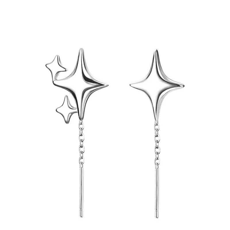 925 Sterling Silver Star Earrings for Women Girl Simple Tassels Chain Fashion Off Jewelry Gift Dropshipping XJ250722