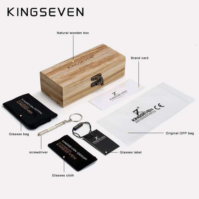 KINGSEVEN Brand TR90 Natural Walnut Wooden Sunglasses For Men Polarized UV400 Lens Retro Women Glasses Reinforced Hinge Eyewear