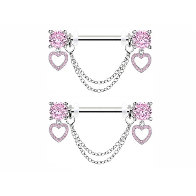 1Pair Pink Butterfly Nipple Piercing Jewelry Shiny Crystal Nipple Rings For Women Girls Heart Nipple Barbells Piercing Pezon 250722