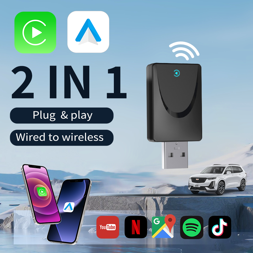 Upgrade Wireless CarPlay Android AI Box Plug & Play Auto Connect 2in1 Cars Watch Netflix YouTube in Car 5G WiFi HD for K1