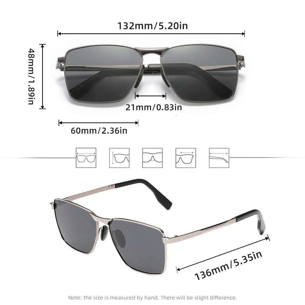 WIMN Fahsion Classic Vintage Sunglasses For Men Rectangle Alloy Frame Eyewear Polarized UV400 Trendy Retro Glasses