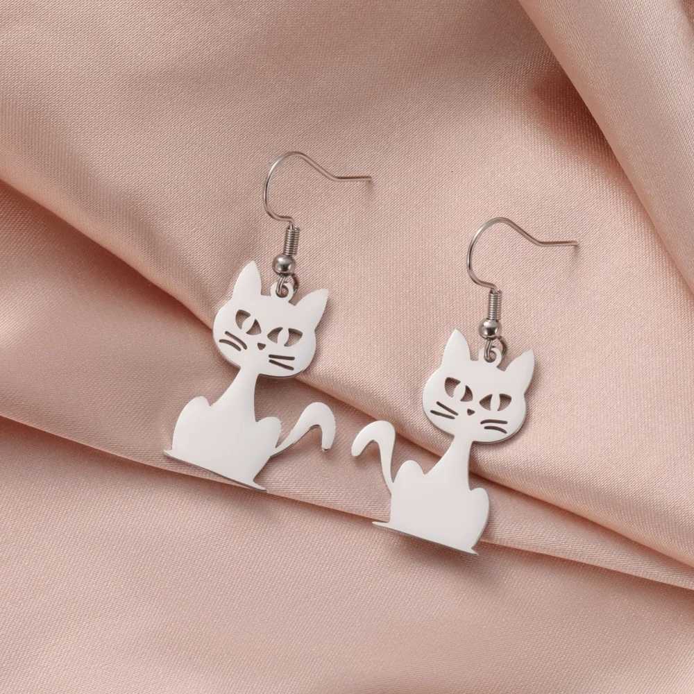 Eueavan Jumping Cat Dangle Earrings Stainless Steel Long Tassels Hoop Earrings Cute Kitten Animal Jewelry Gifts for Women Girls XJ250722