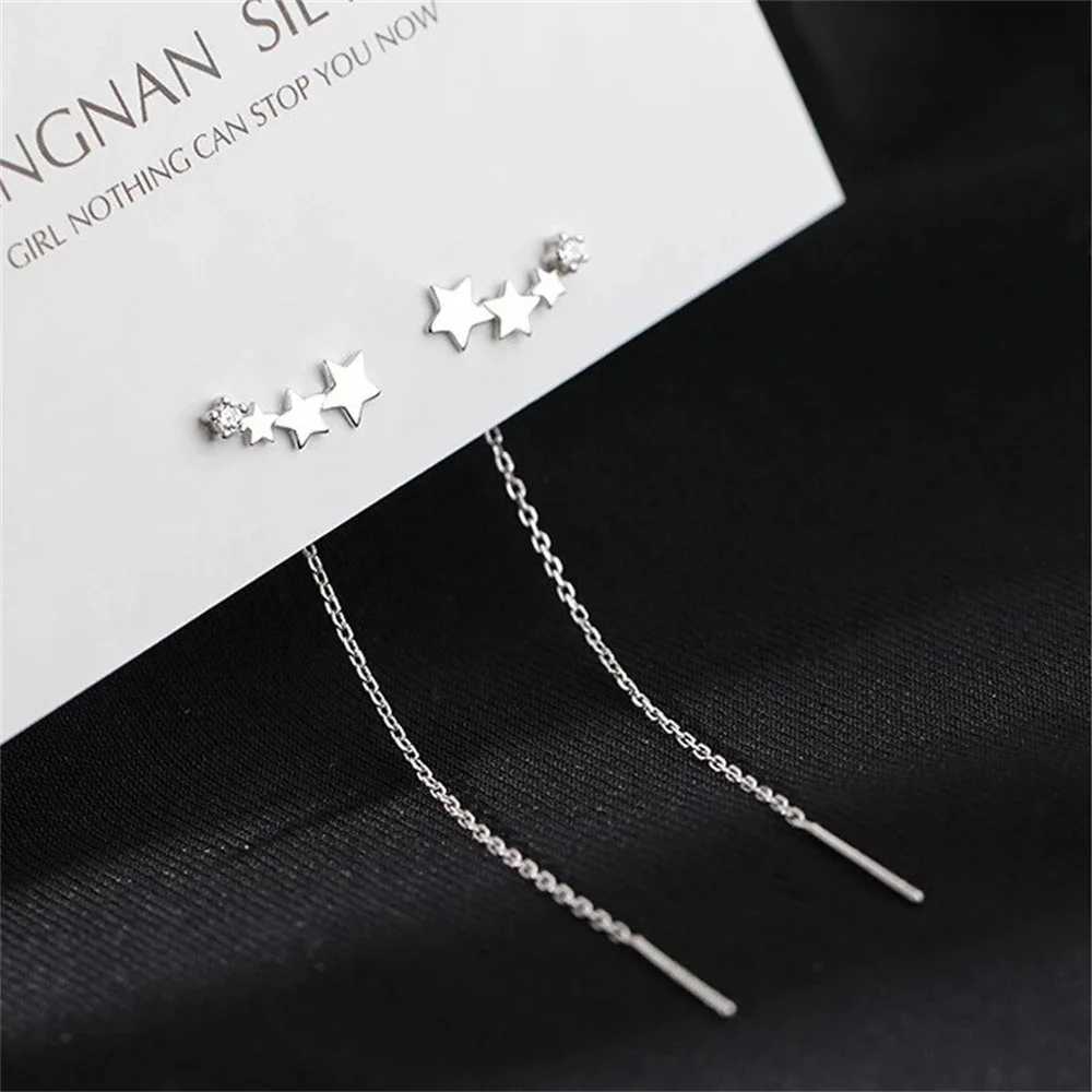 100% Authentic Long Tassel Ear Wire Trend Silver Color Crystal Earrings For Women Fashion Womens Jewelry Accessories Gift XJ250722