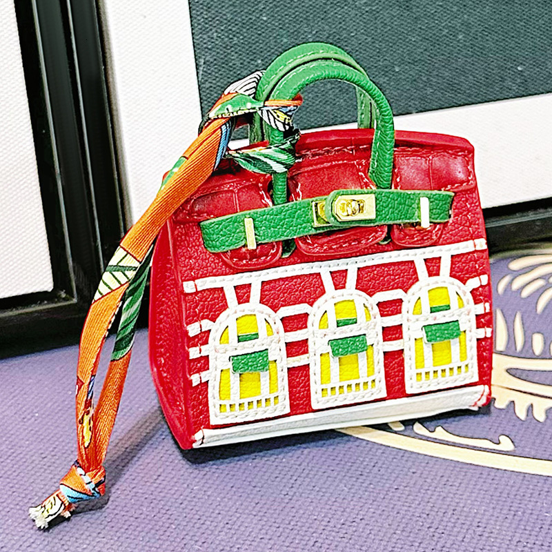 Mini bag small house decoration cute and creative small window car key keychain decoration headphone bag red envelope 250722