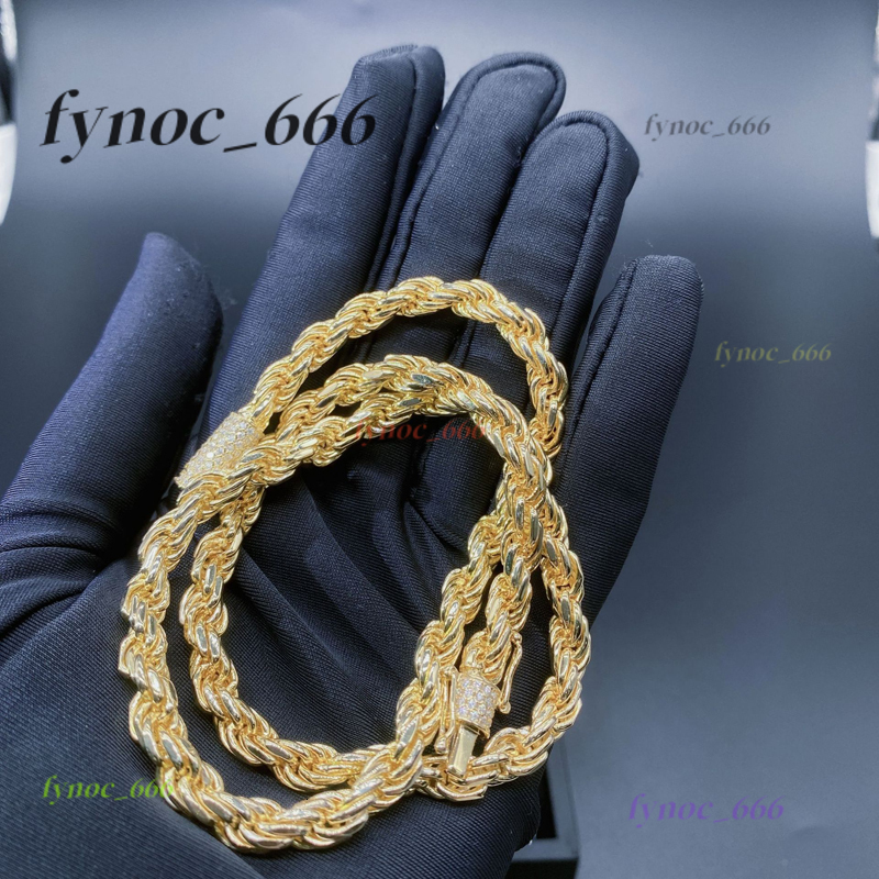 2025 New 6mm 8mm Moissanite Clasp Sterling Silver 925 Rope Chain