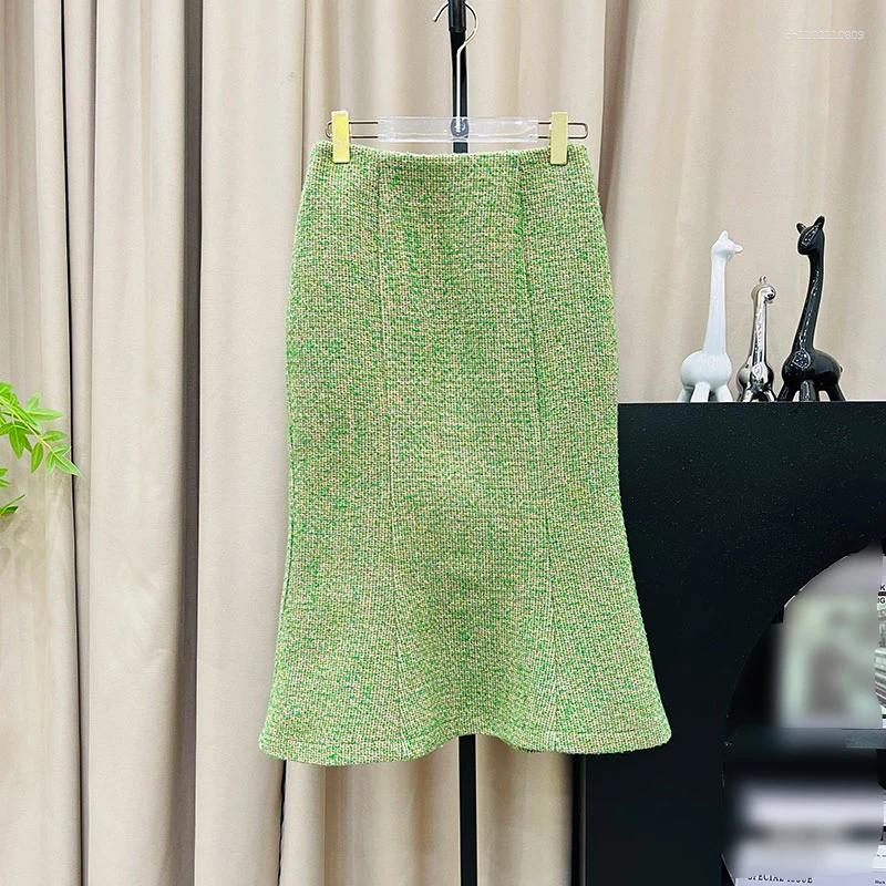 Two Piece Dress Fashionable And Elegant Retro Celebrity High-end Temperament Design Sense Gem Green Small Fragrance Jacket Skirt Suit