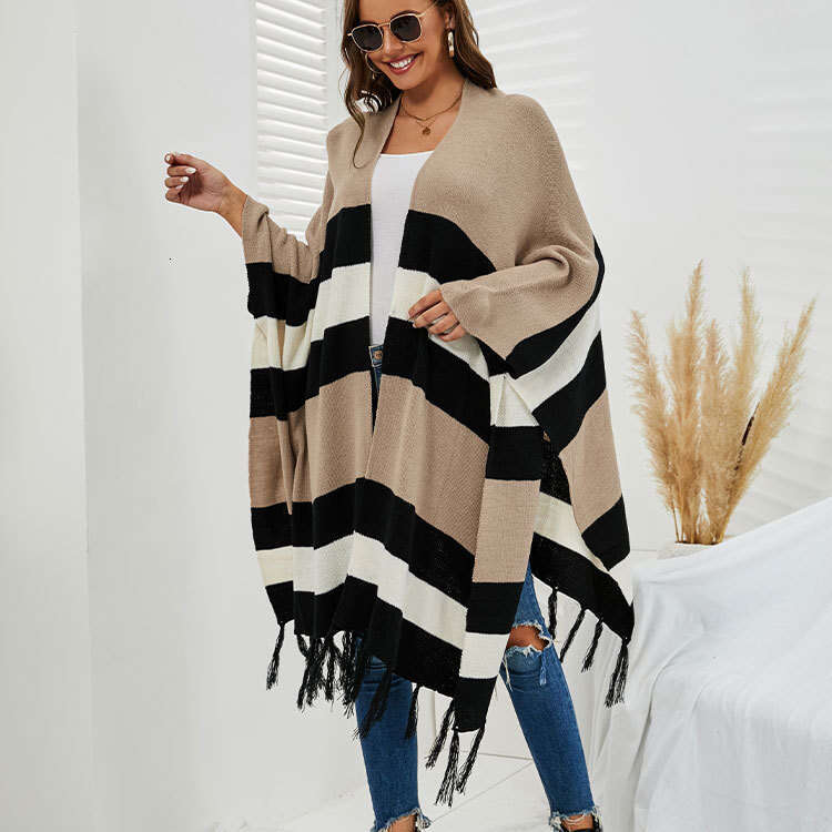Autumn Winter New Women's Clothing Plus Size Tassel Ins Sweater Knitted Cardigan Off-Shoulder Coat B5