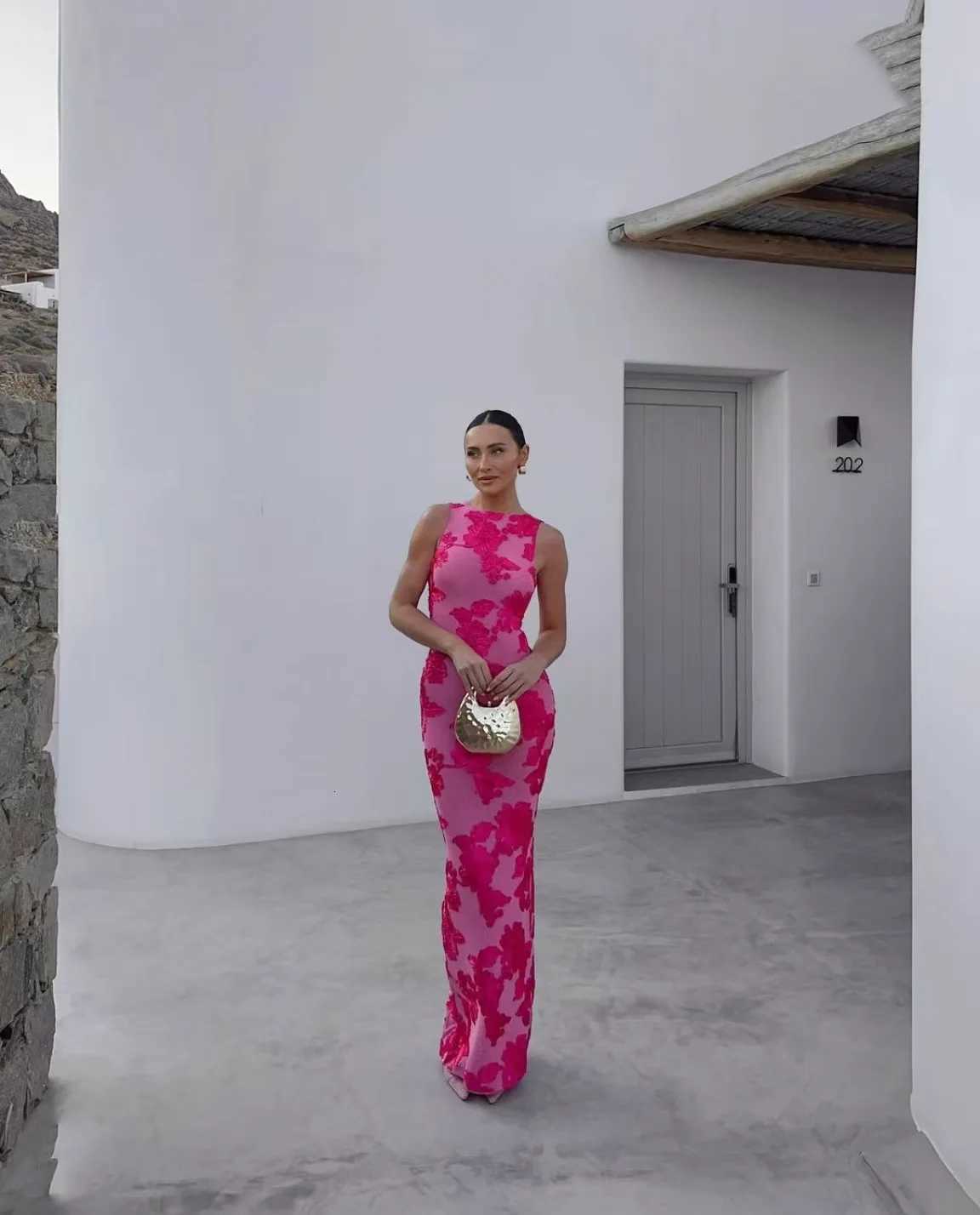 3D Flowers Party Dress Embroidery Mesh Slim Hip Package Fashion Maxi Dresses Summer Robe XJ250722