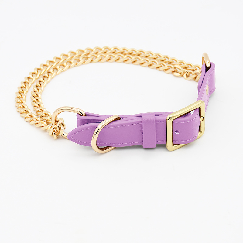 Gold stainless steel pet collar traction rope dog leash dog chain explosion-proof for medium and large dogs - view 9