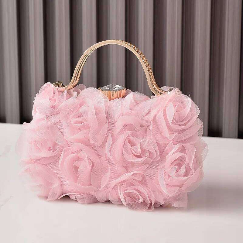Designer Bags Pink Flower Banquet Women's Cheongsam Evening Bag Handmade Shoulder Dia Box Bags Designer Purse And Handbag Luxury Bag