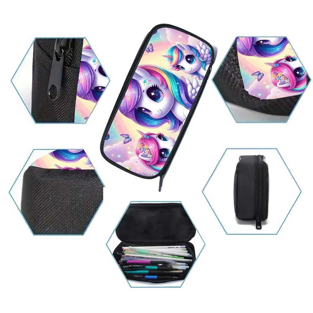 unicorn print pattern backpack exquisite and persali three-piece school bag for girls Y250722
