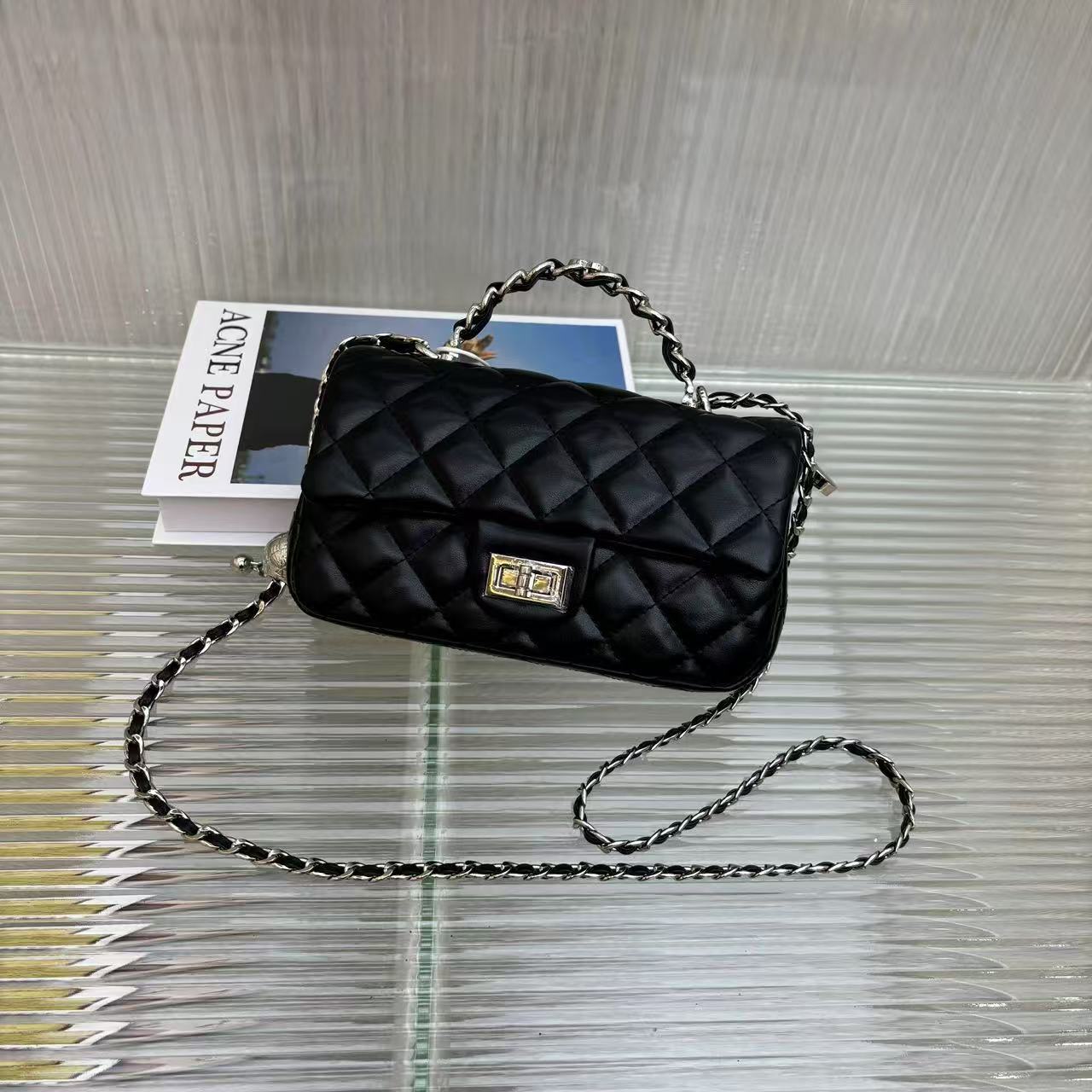 Free shipping designer bag 2025 Wind Lingge Lock Buckle Handbag Small Square Bag For Women Summer New Exquisite Fashionable Chain Shoulder Bag Crossbo