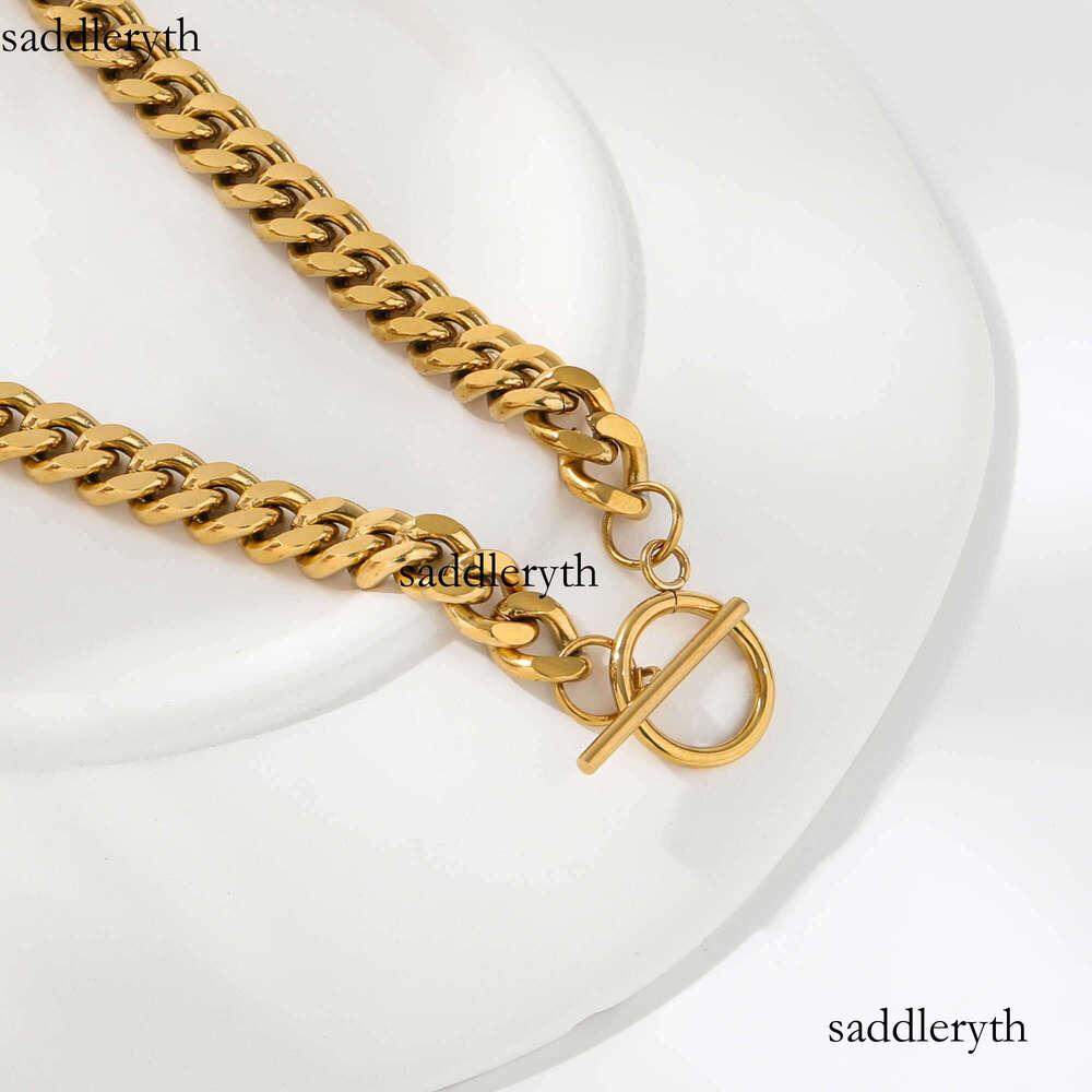 Tarnish Free Waterproof 8MM Joolim Jewelry Gold Plated Chunky Toggle Cuban Chain Stainless Steel Necklace