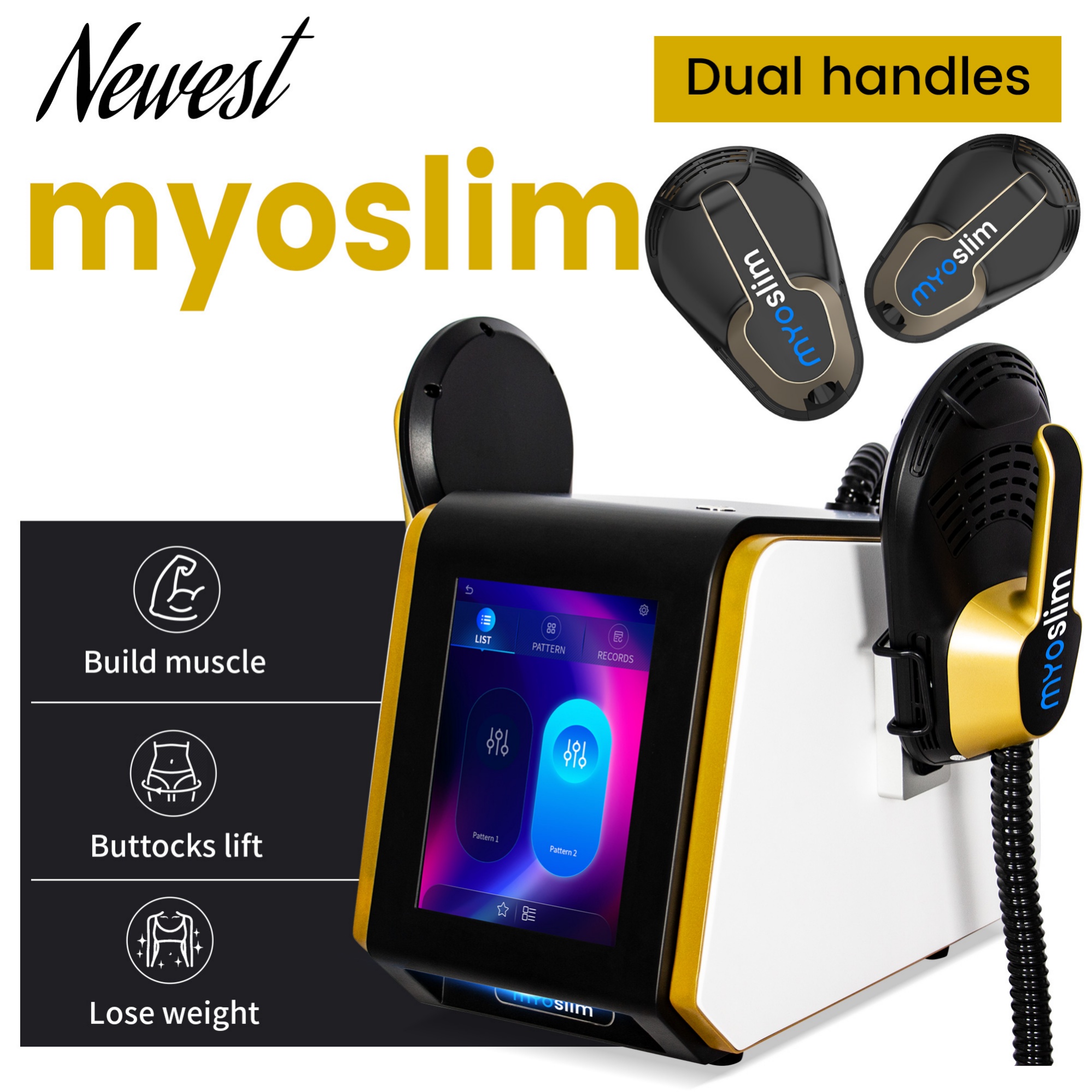 MYOSlim Rolling EMS RF Body Sculpt Muscle Stimulator Professional 2 Handles 2 Roller Massage Slimming Machine For Salon Clinic