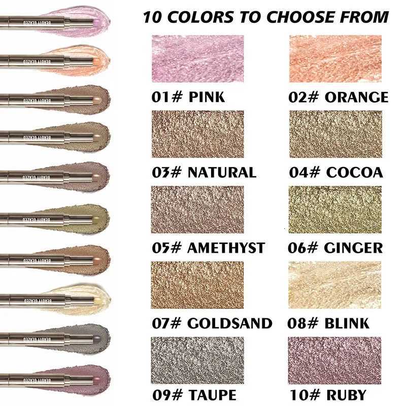 10 Color Double Ended Eyeshadow Stick with Sponge Brush Shimmering Long-lasting Eyeshadow Pen Portable Makeup Cosmetics W250722