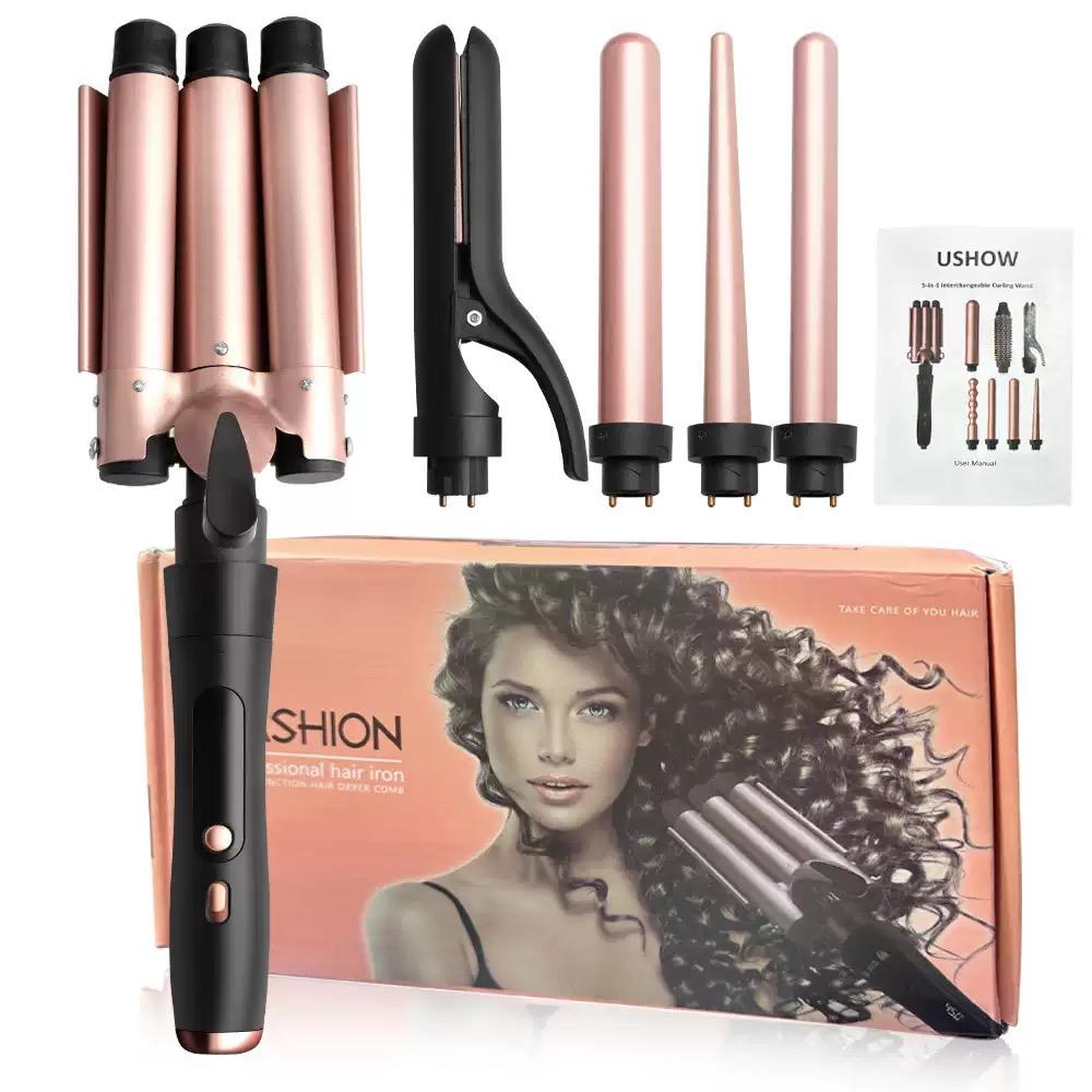 Multi-function head LCD display smart 5-in-1 tube change curling iron free shipping free shipping