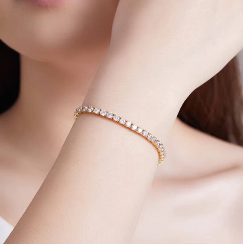 Iced Fine Hip Hop White Gold Plated Luxury S925 Sterling Silver VVS Moissanite Diamond Women Tennis Bracelet