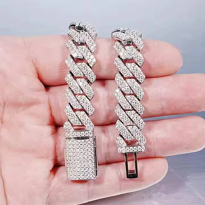 SICGEM INT Wholesale Price Hip-Hop 925 Silver and Moissanite Necklace Punk Necklace Cuban Chain Ultra Thick Chain