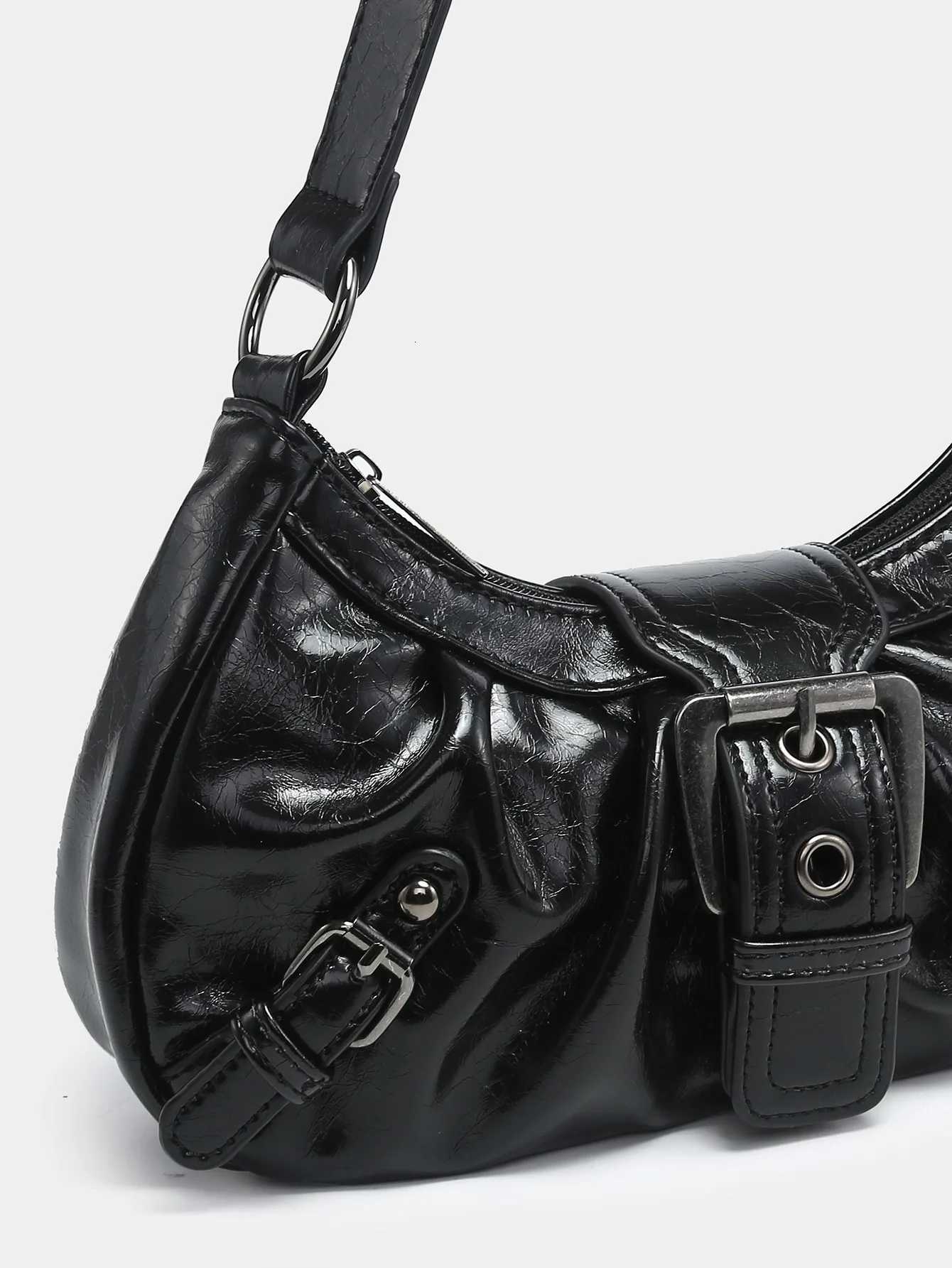 New Fashion Maillard Style Shoulder Bag Vintage Leather Spicy Y2k Armpit Bag Belt Trendy Saddle Bag Handbag Z250812