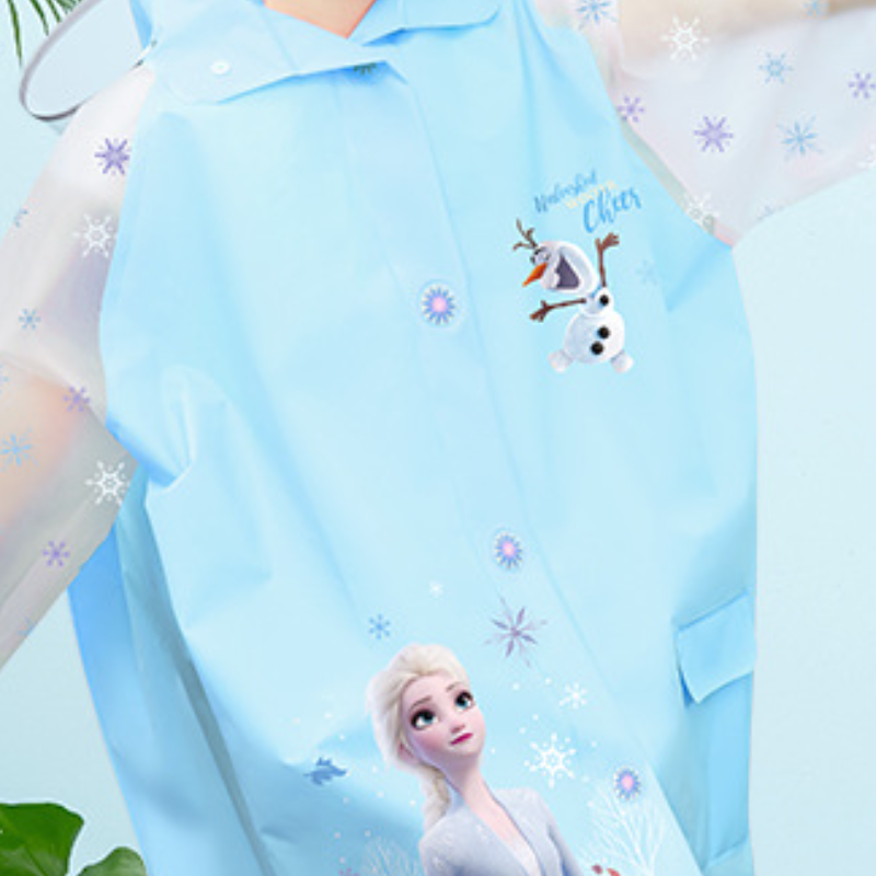 Disney Children's Raincoat Unisex Full Body Waterproof Raincoat for Kids Student with Hidden Buttons and Large Brim Rain with Extra Backpack Laye