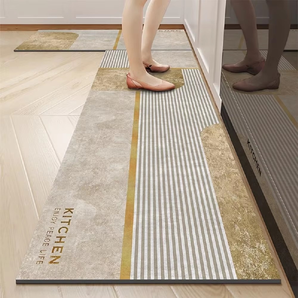 Kitchen Diatom Mud Area Rugs High-Temperature Composite Oil-Resistant Non-Slip Easy to Wipe No Washing Needed (40*60cm + 40*120cm)