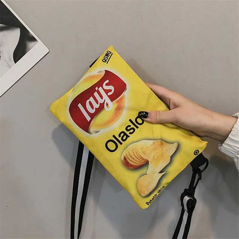 Potato Chip Snack Pattern Crossbody Bag Wens Small Version Single Shoulder Bag Funny Envelope Bag for Wen Girls Phe Bag Y250722
