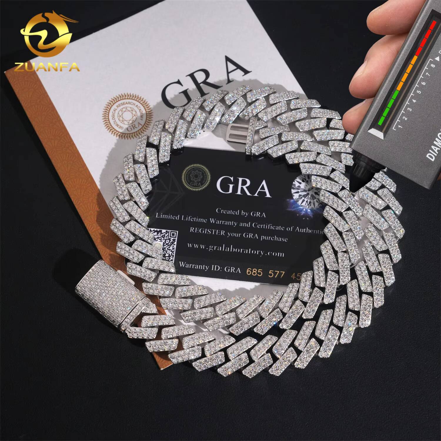 Luxury Free Engraving S925 Silver VVS Lab Moissanite Diamond 16mm Miami Hip Hop Fine Jewelry Men Necklace Cuban Link Chain